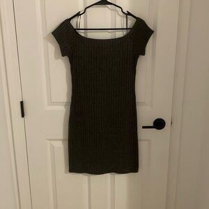 Express - Dark Grey Ribbed Dress
